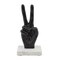 Kingston Living Hand In a Peace Sign Statue on Marble Base - 9" - Black and White